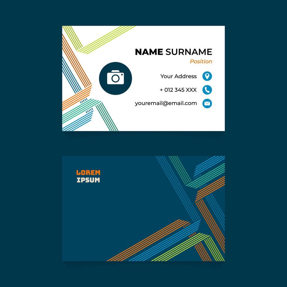 Name Card Design with Abstract Line Stroke Composition vector