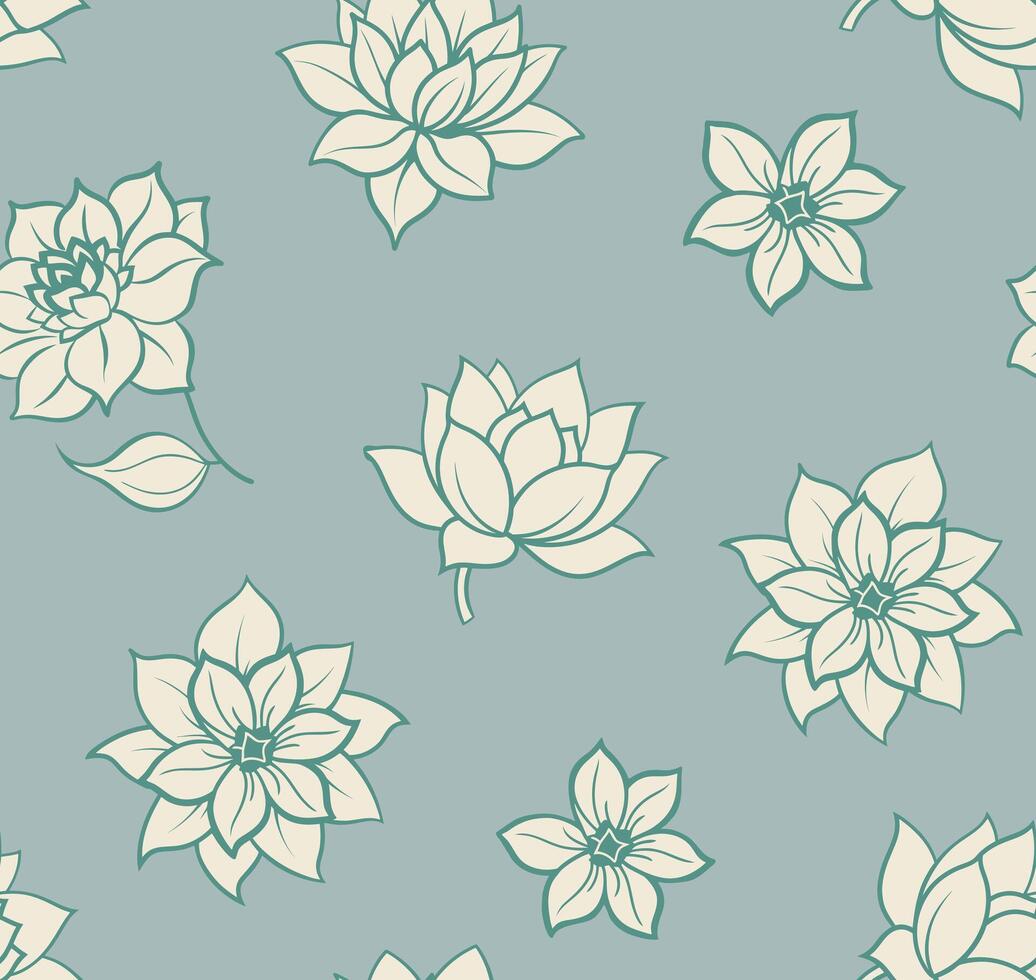 outline seamless floral pattern design vector