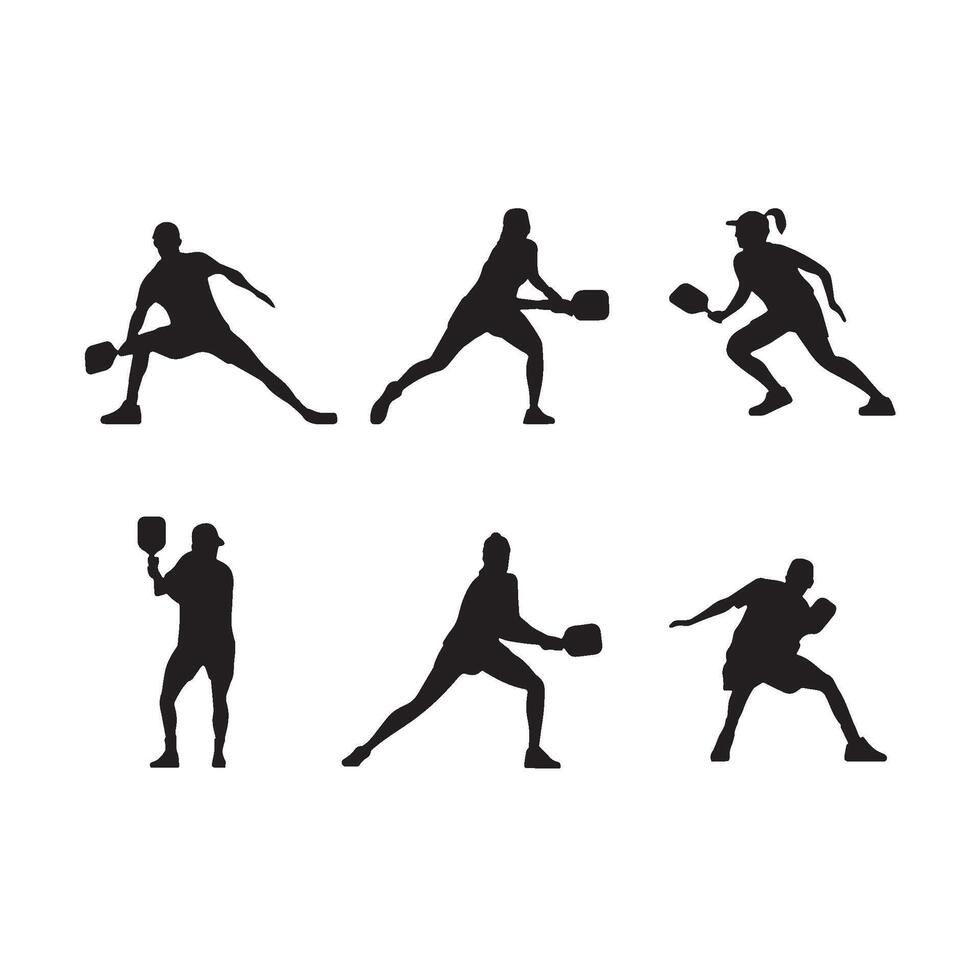 Pickleball Player Silhouettes vector