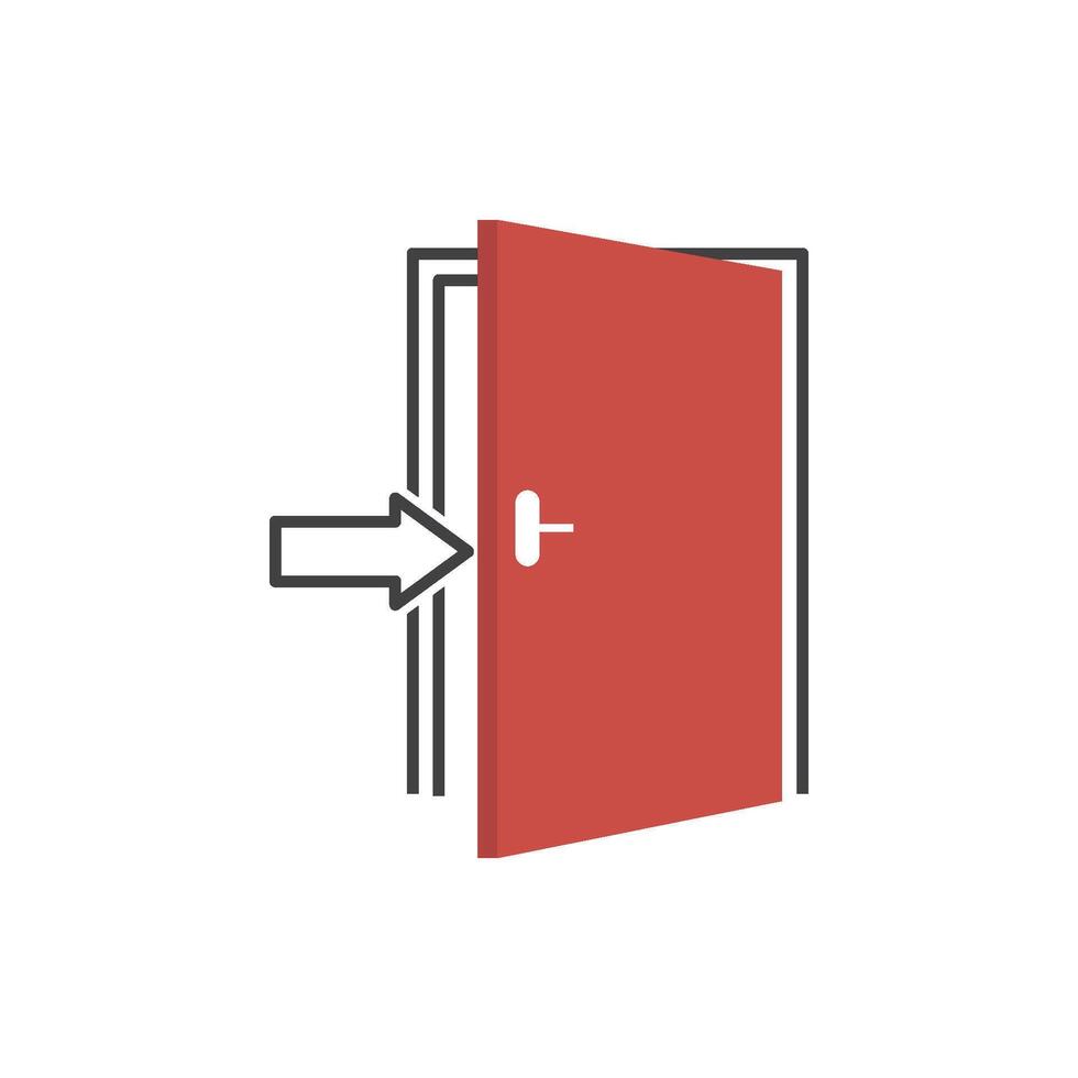 door with arrow icon vector