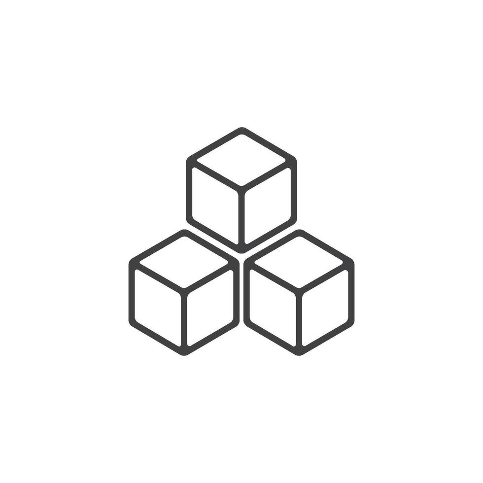 Three outlined cubes vector