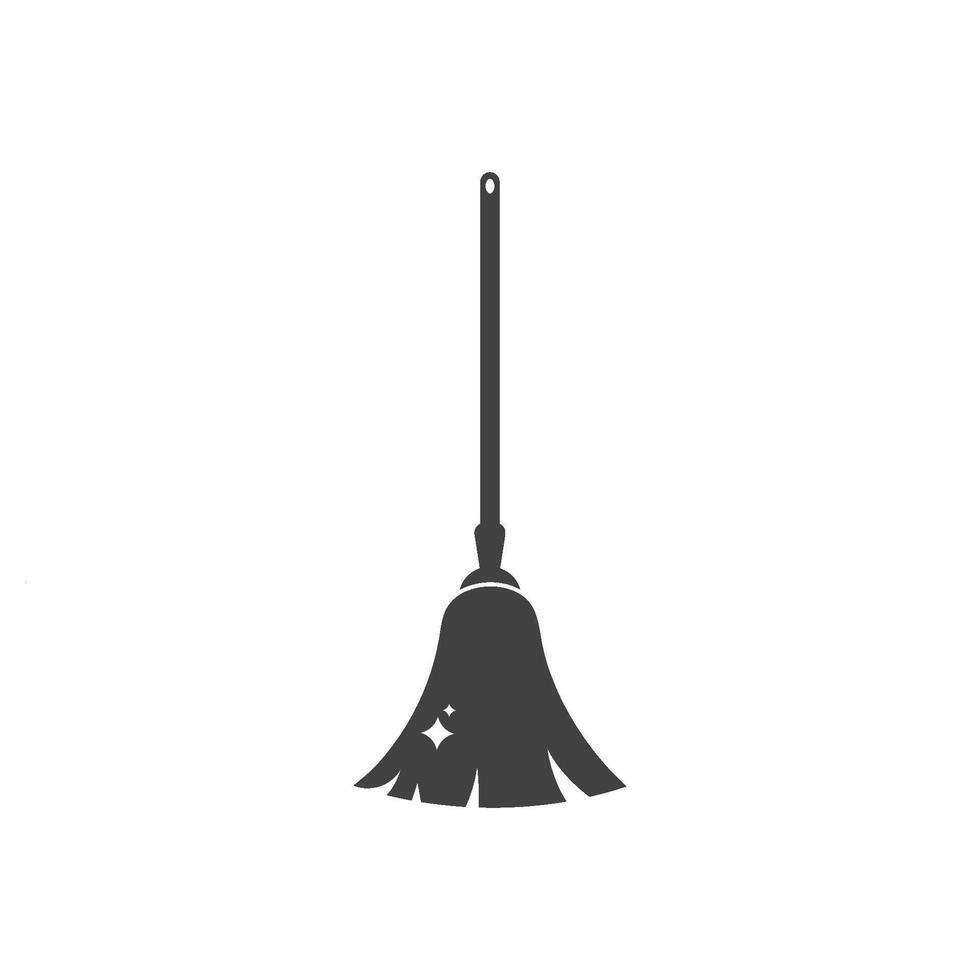 Broom cleaning house icon vector