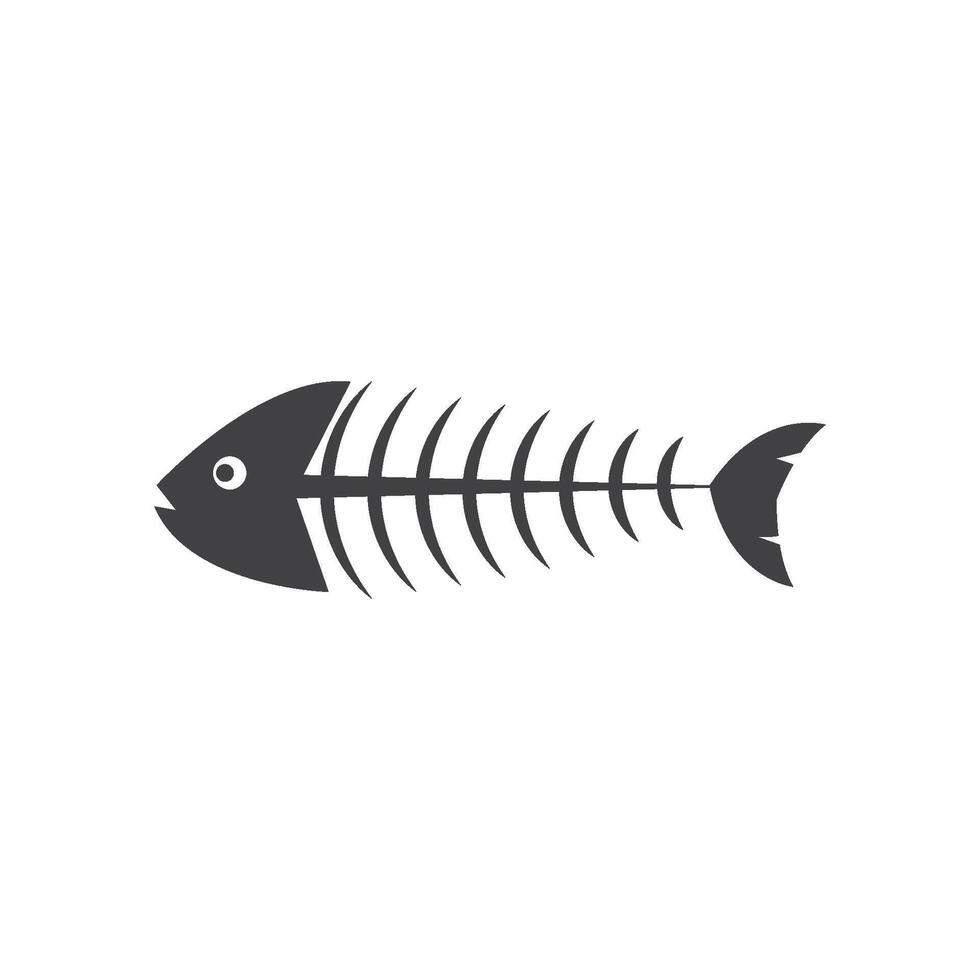 Black Bone fish icon vector
