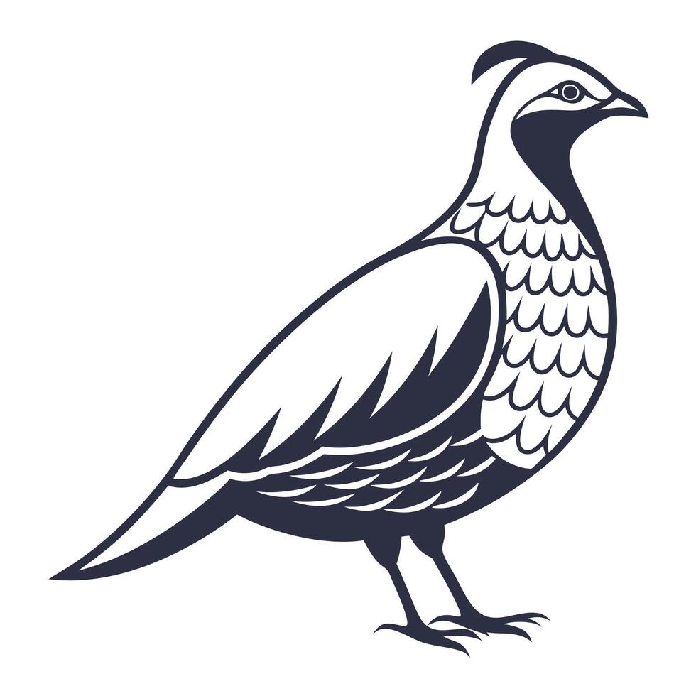 Forest Bird Silhouette Ruffed Grouse in Flight vector