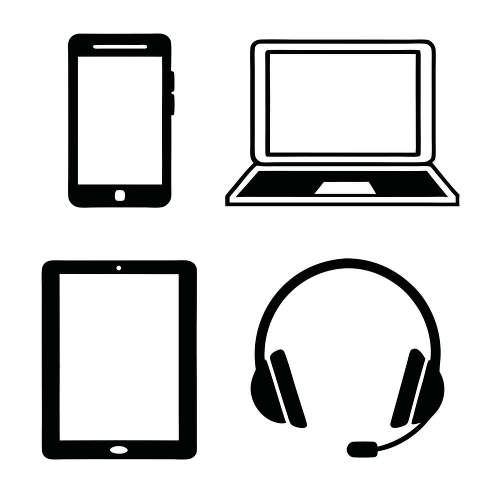 Electronic Devices and IT Symbols Technology Icons Set vector