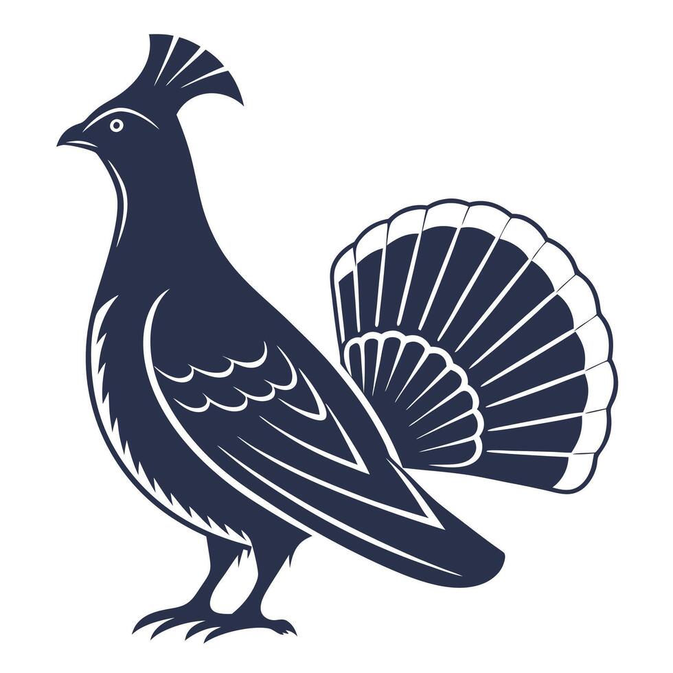 Ruffed Grouse Outline Stylish Bird Silhouette for Prints vector