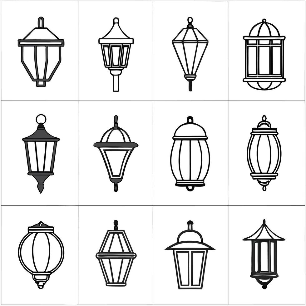 Trendy Lamp Line Drawings Pendant, Desk, and Wall Lights vector