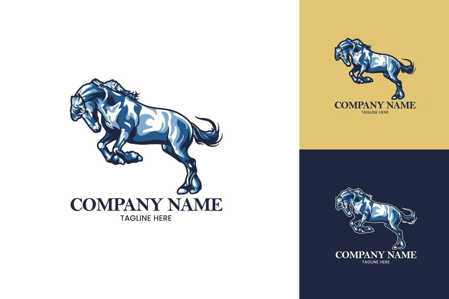 retro horse logo template with multiple color layer vector