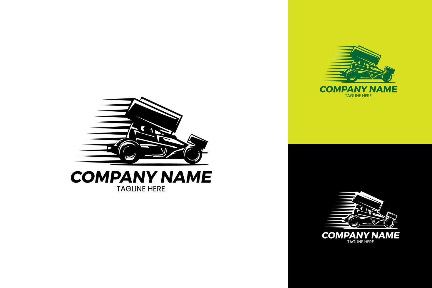 sprint car racing silhouette logo include a black and white version vector