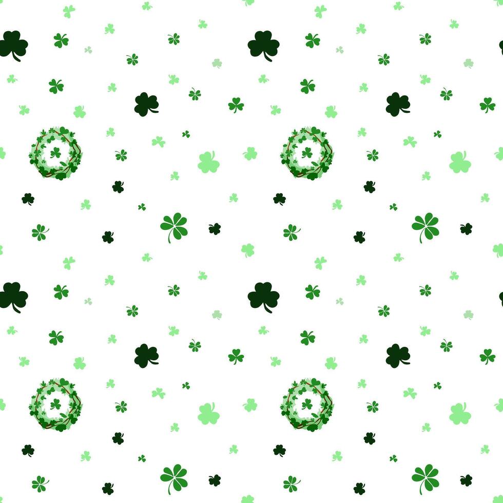 A pattern of green and white clovers and shamrocks vector