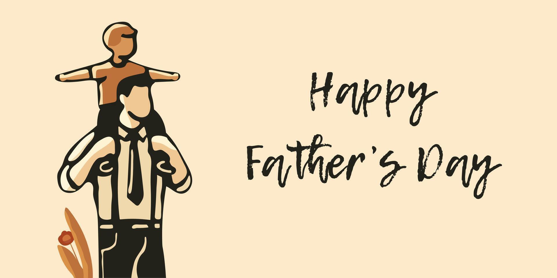 A man is holding a child on his shoulders. The image is titled Happy Father's Day vector