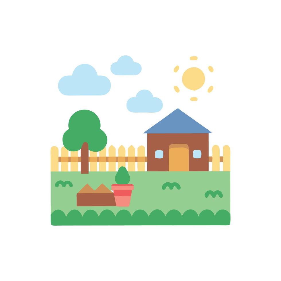 Charming Backyard Garden Illustration vector