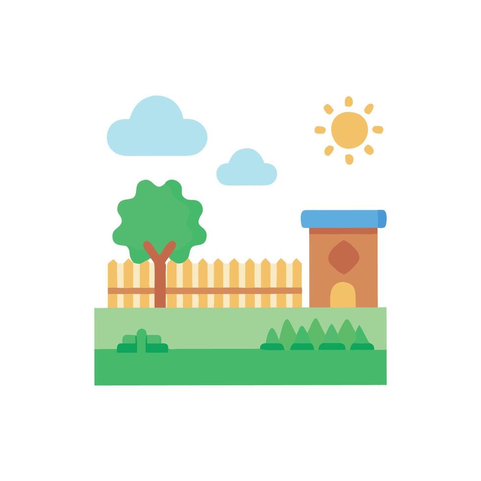 Beautiful Backyard Landscape Illustration vector