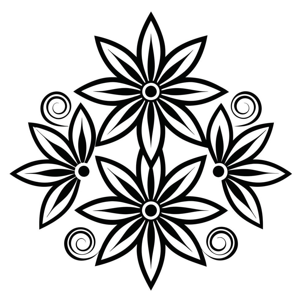 Sophisticated Multi-Petal Flower Silhouette with Artistic Flair vector