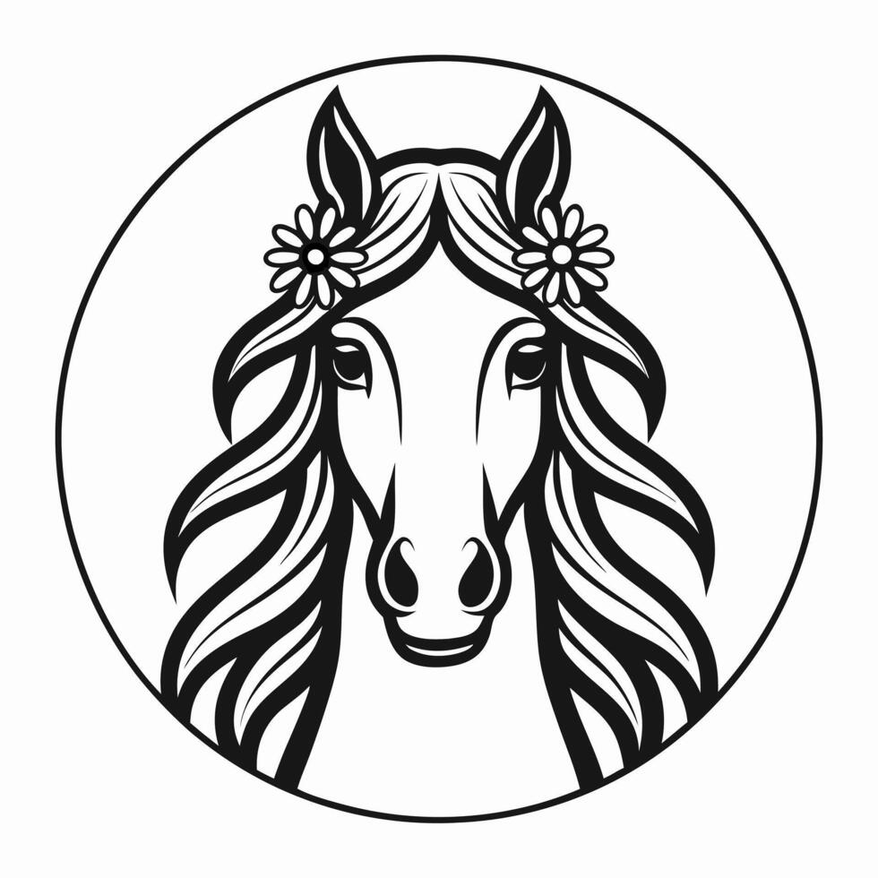 Elegant Equine Silhouette with Blooming Mane vector