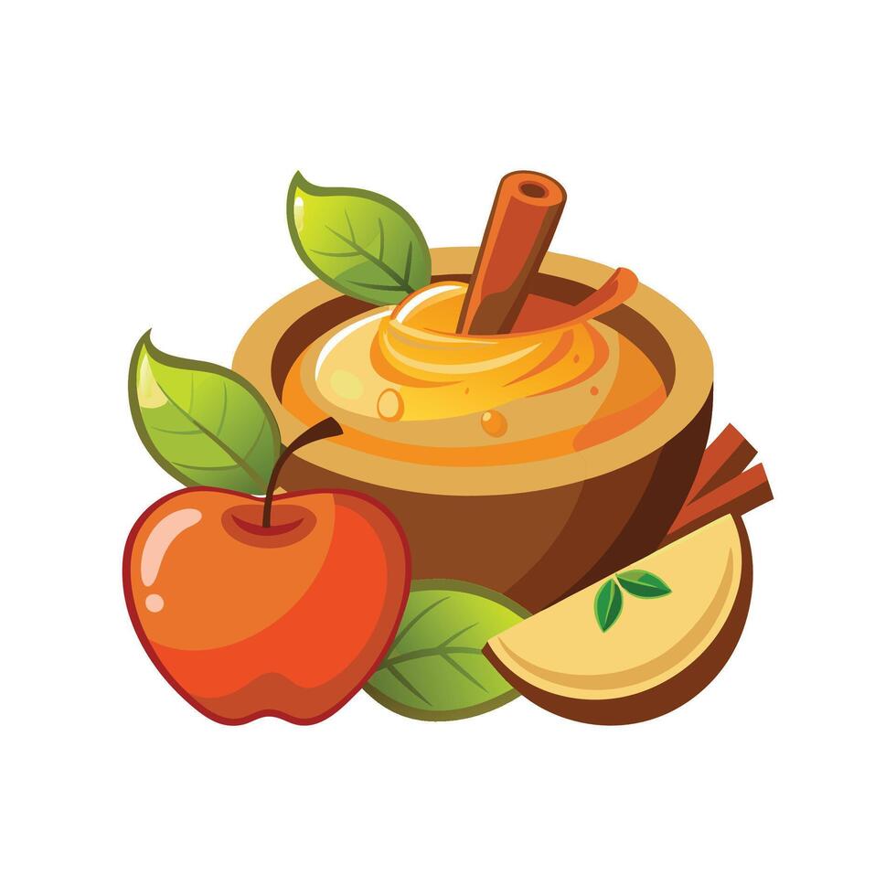 Nutritious Applesauce with Cinnamon vector