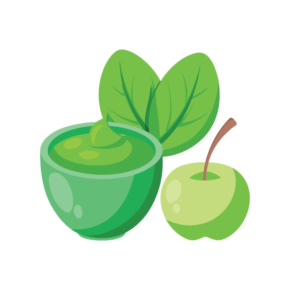 Nutritious Apple Spinach Puree Recipe vector