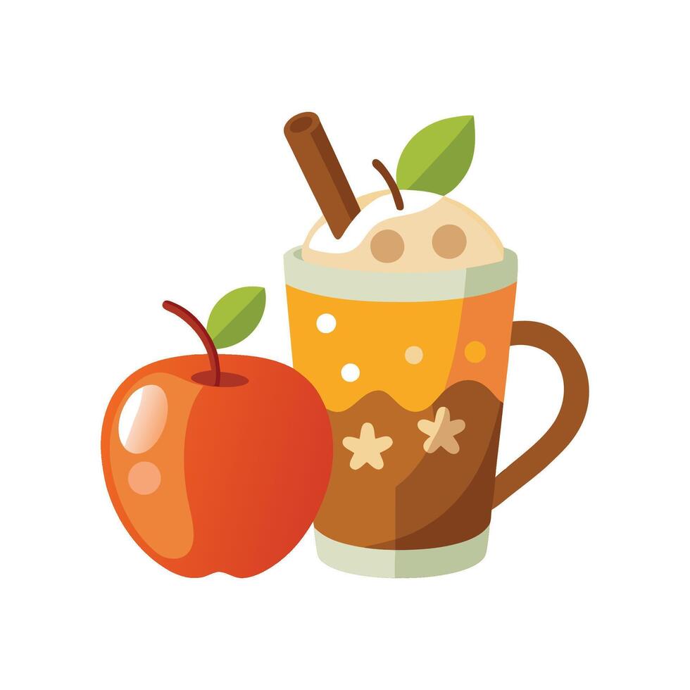 Baked Apple Cinnamon Drink Delight vector