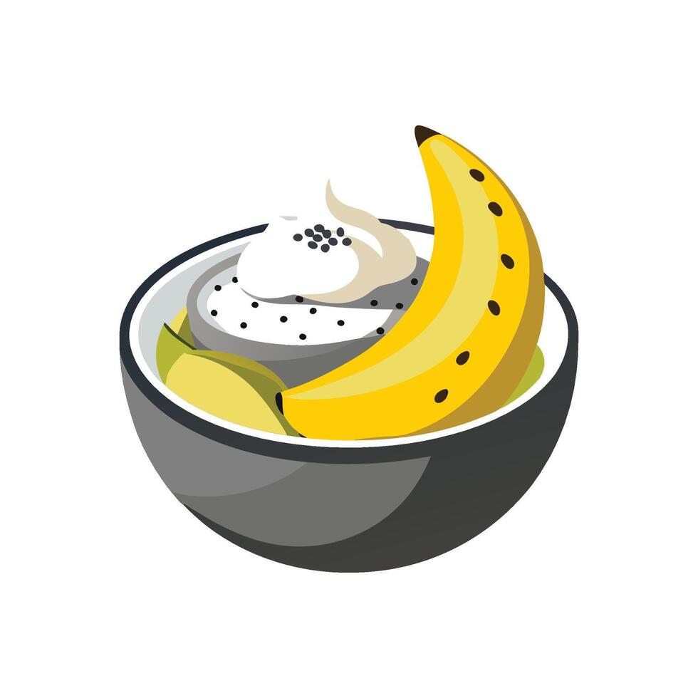 Banana Chia Mash with Yogurt vector