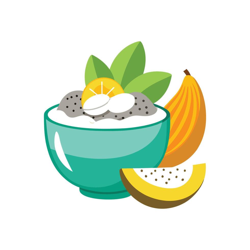 Gourmet Banana Chia Pudding vector