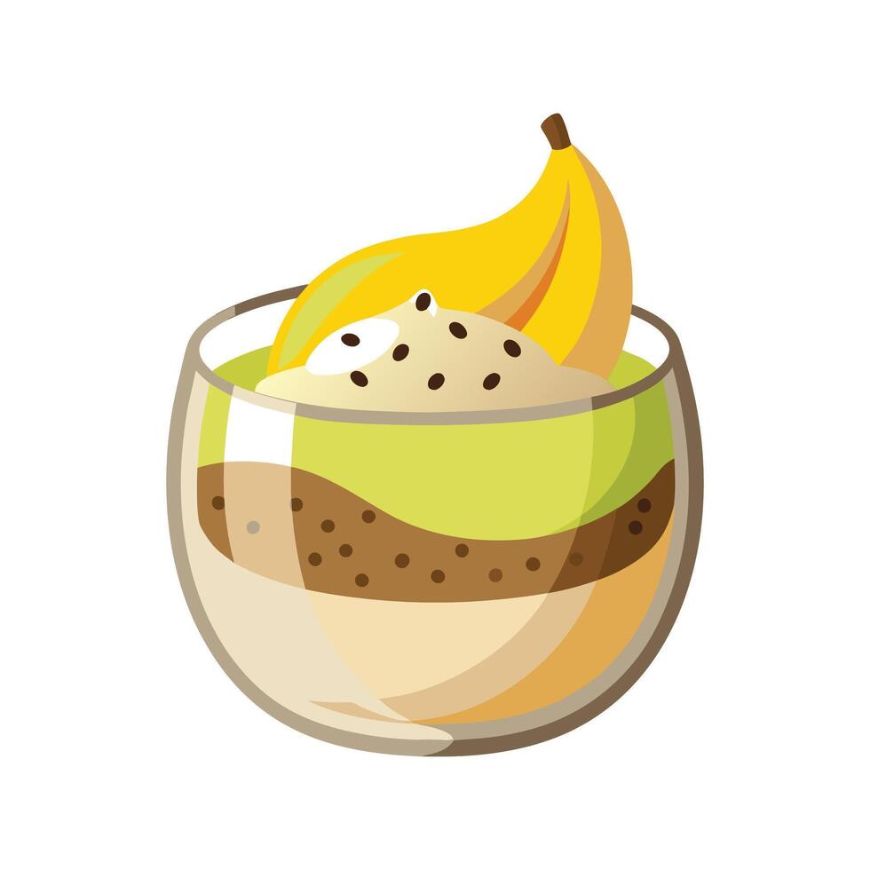 Creative Banana Chia Seed Pudding vector