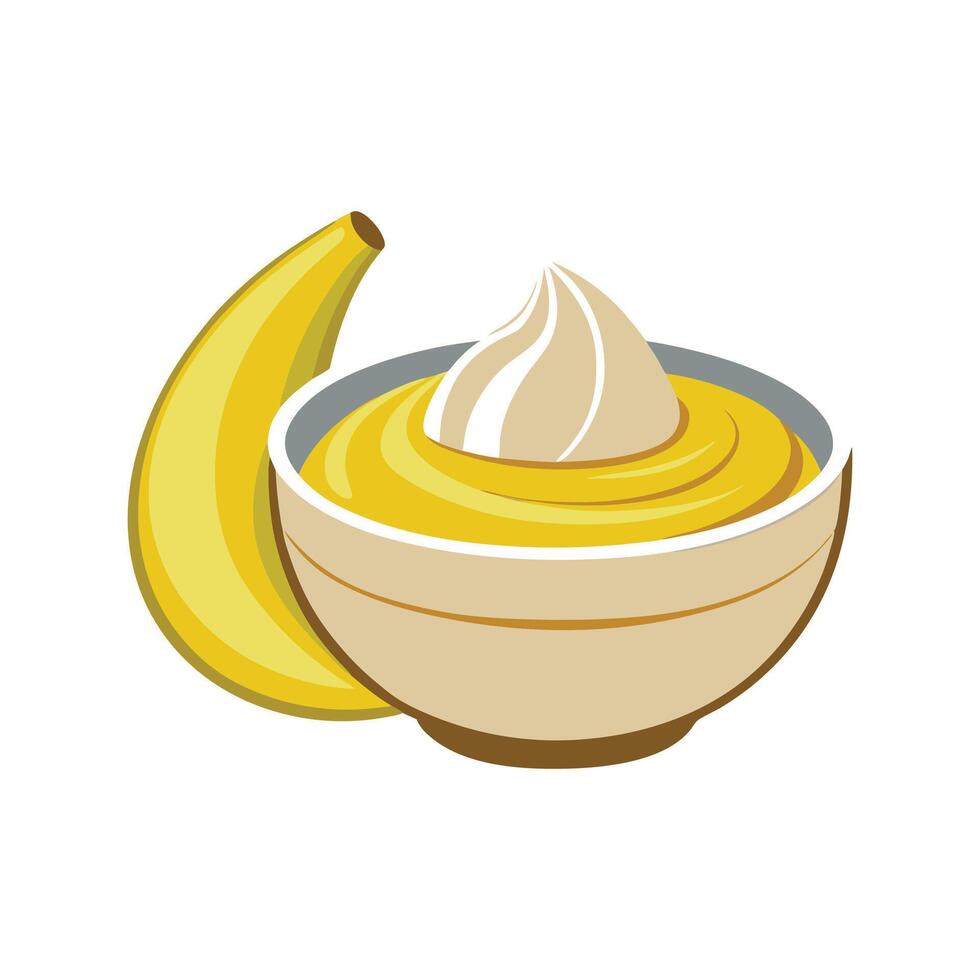 Creative Banana Yogurt Puree vector
