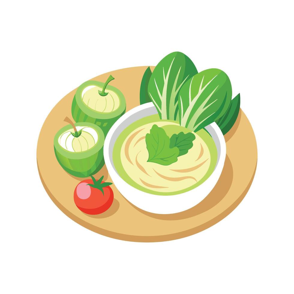 Gourmet Bok Choy Apple Puree vector