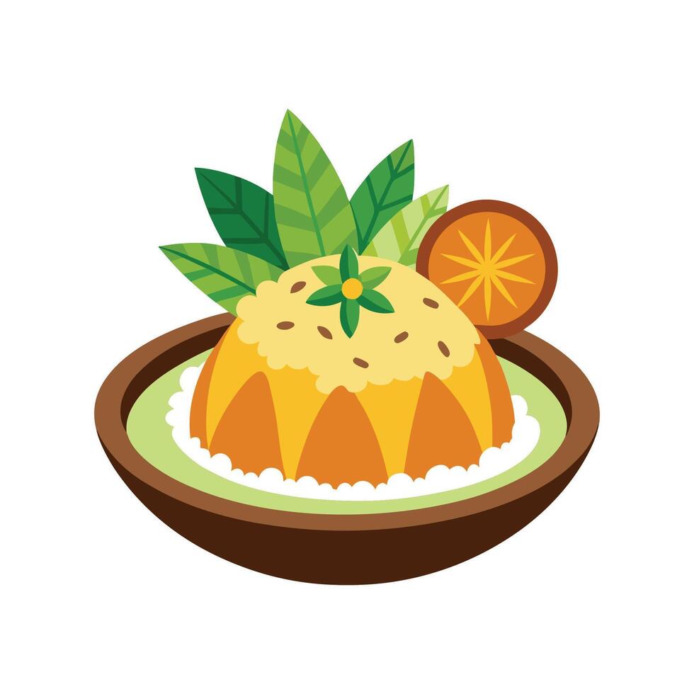 Tropical Brown Rice Mango Mash Dish vector