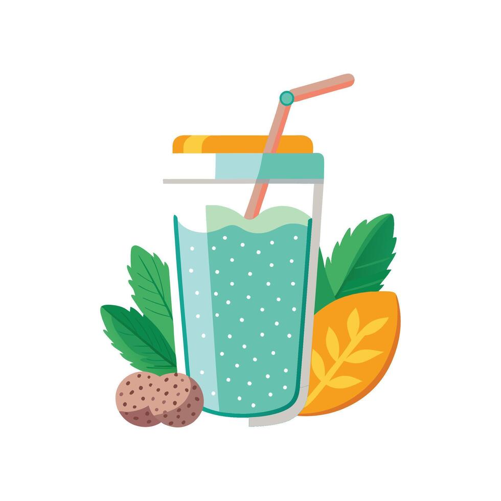 Healthy Chia Almond Milk Smoothie vector