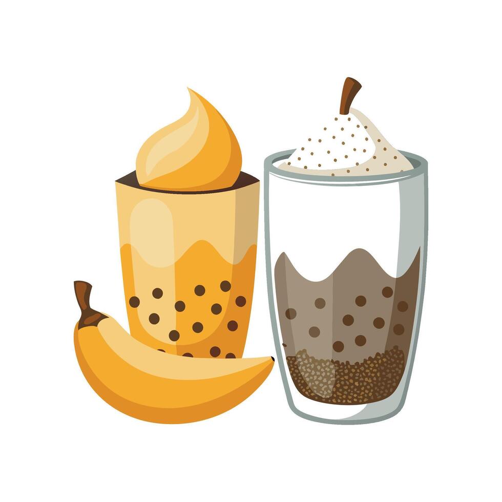 Savory Chia Banana Pudding Meal vector