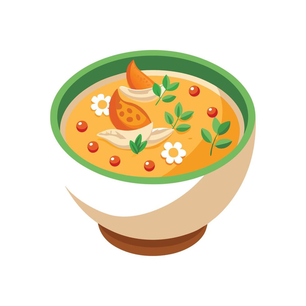 Creamy Chicken Brown Rice Soup vector