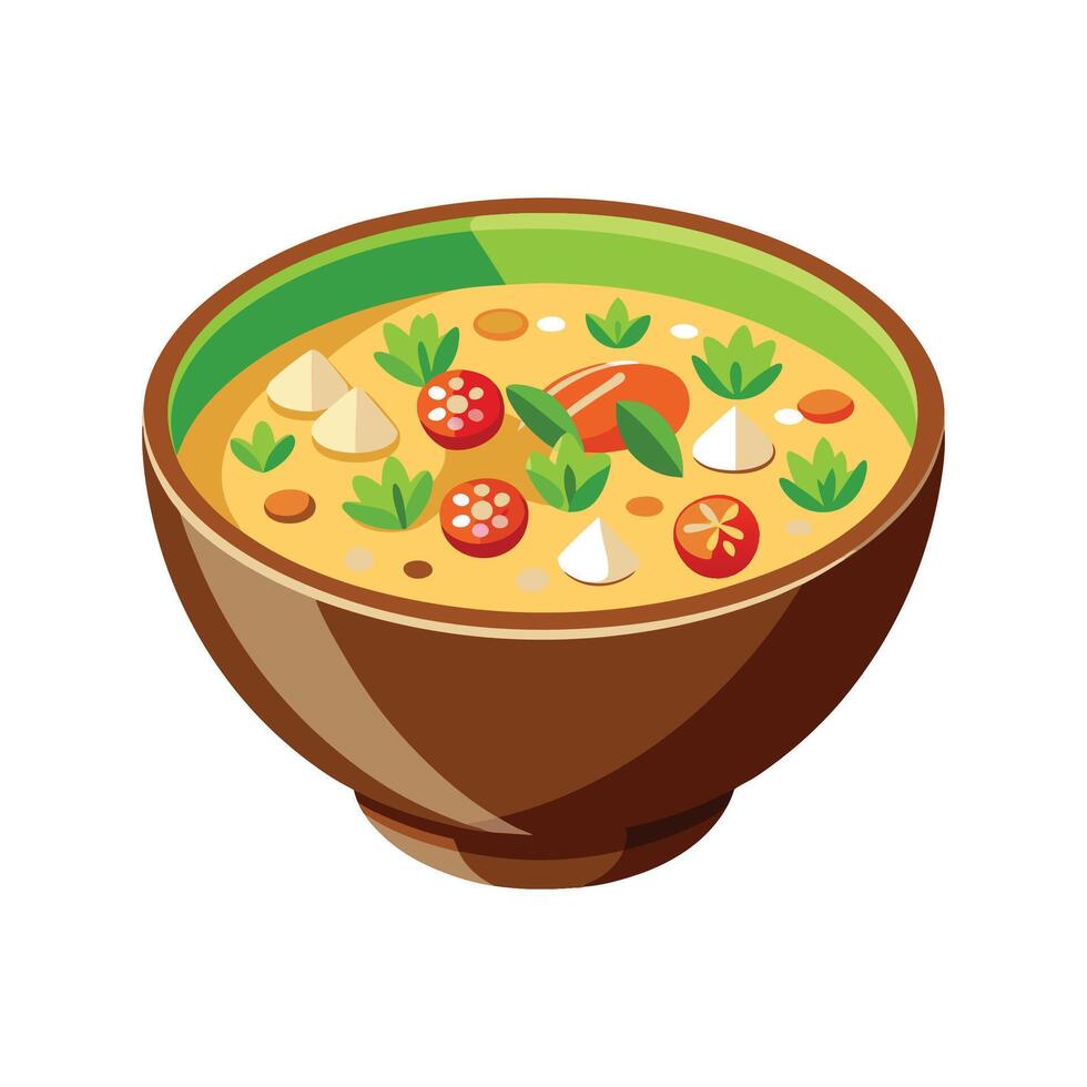 Tasty Chicken Brown Rice Soup vector