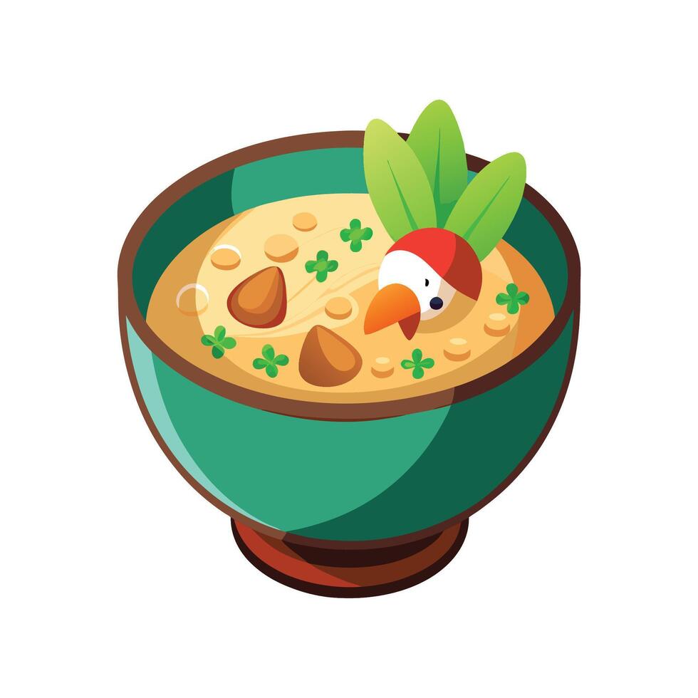 Healthy Chicken Brown Rice Soup vector