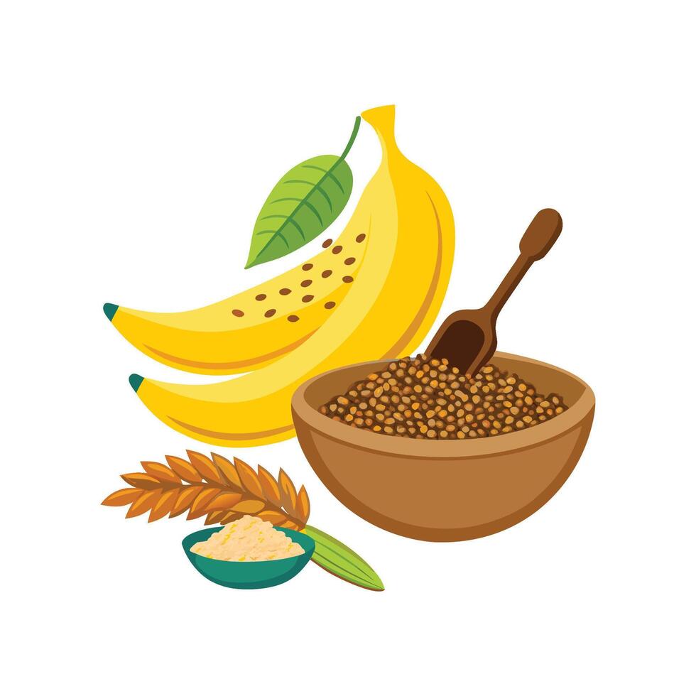 Delicious Flaxseed Banana Mash vector