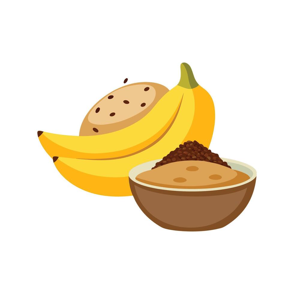 Savory Flaxseed Banana Mash Meal vector