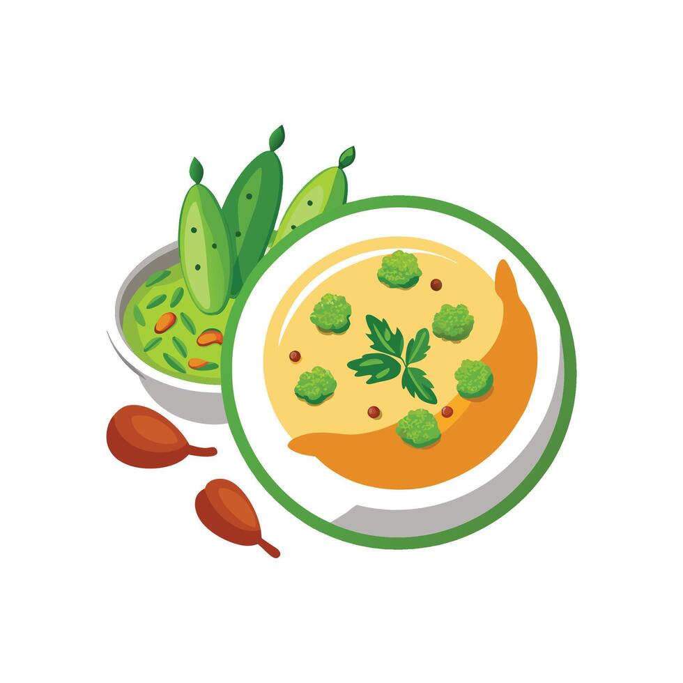 Savory Green Beans Chicken Puree Meal vector
