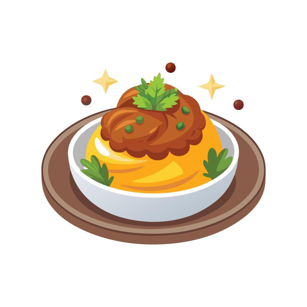 Creamy Ground Beef Butternut Squash Puree vector