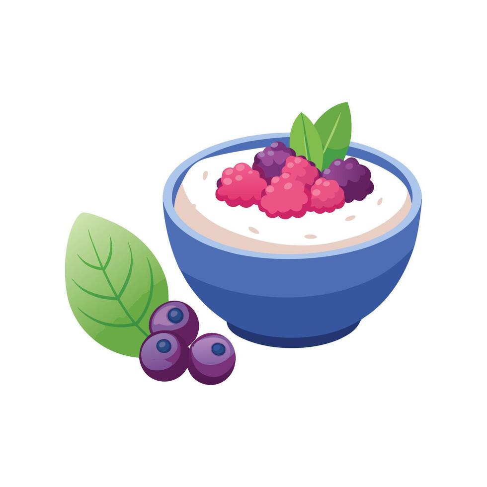 Delicious Kefir Berries Mash Dish vector