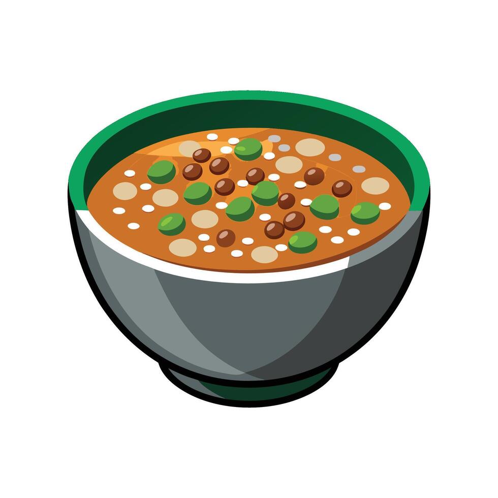 Simple Lentil Brown Rice Soup for Nutrition vector