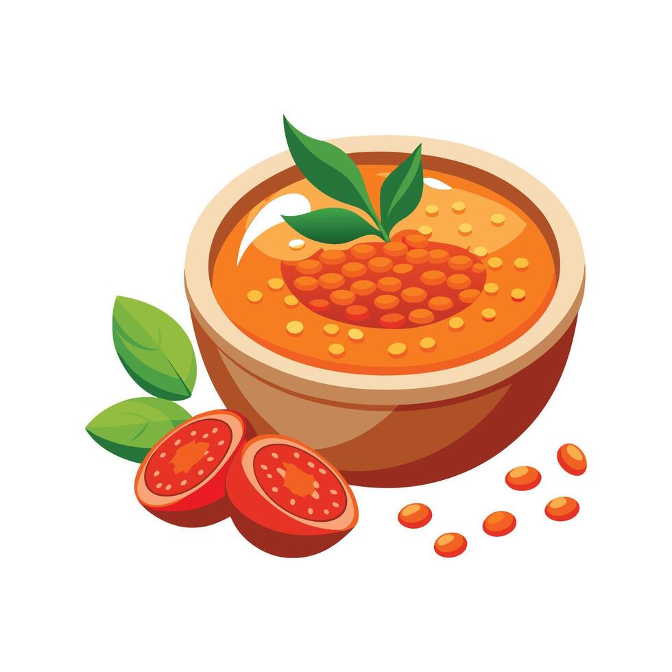Savory Lentil Tomato Puree for Healthy Recipes vector