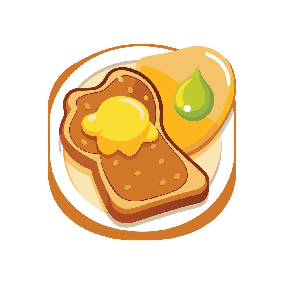 Creamy Mashed Banana Peanut Butter Toast for Nutrition vector