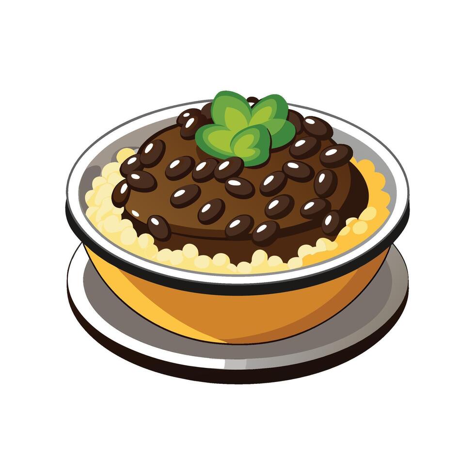 Healthy Mashed Black Beans and Rice for Nourishing Meals vector