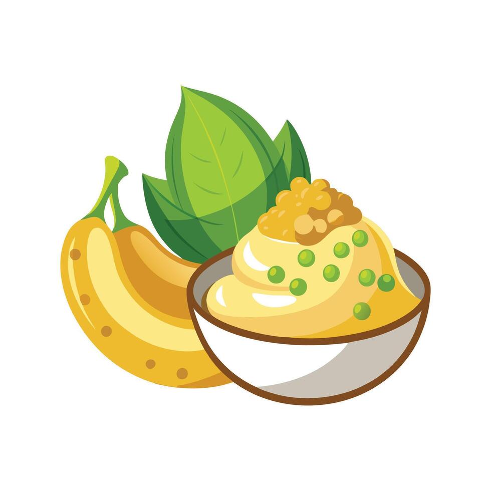 Creamy Mashed Chickpea Banana for Flavorful Dishes vector