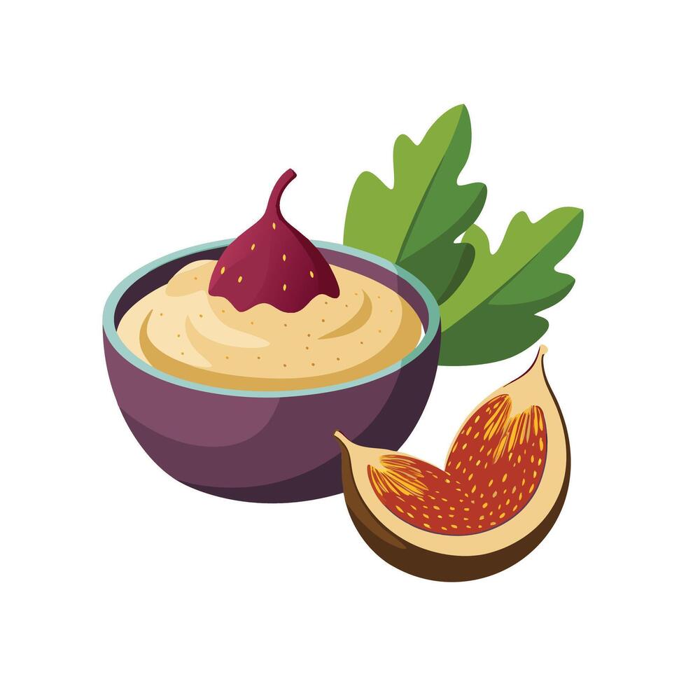 Savory Mashed Fig Oats for Flavorful Eating vector