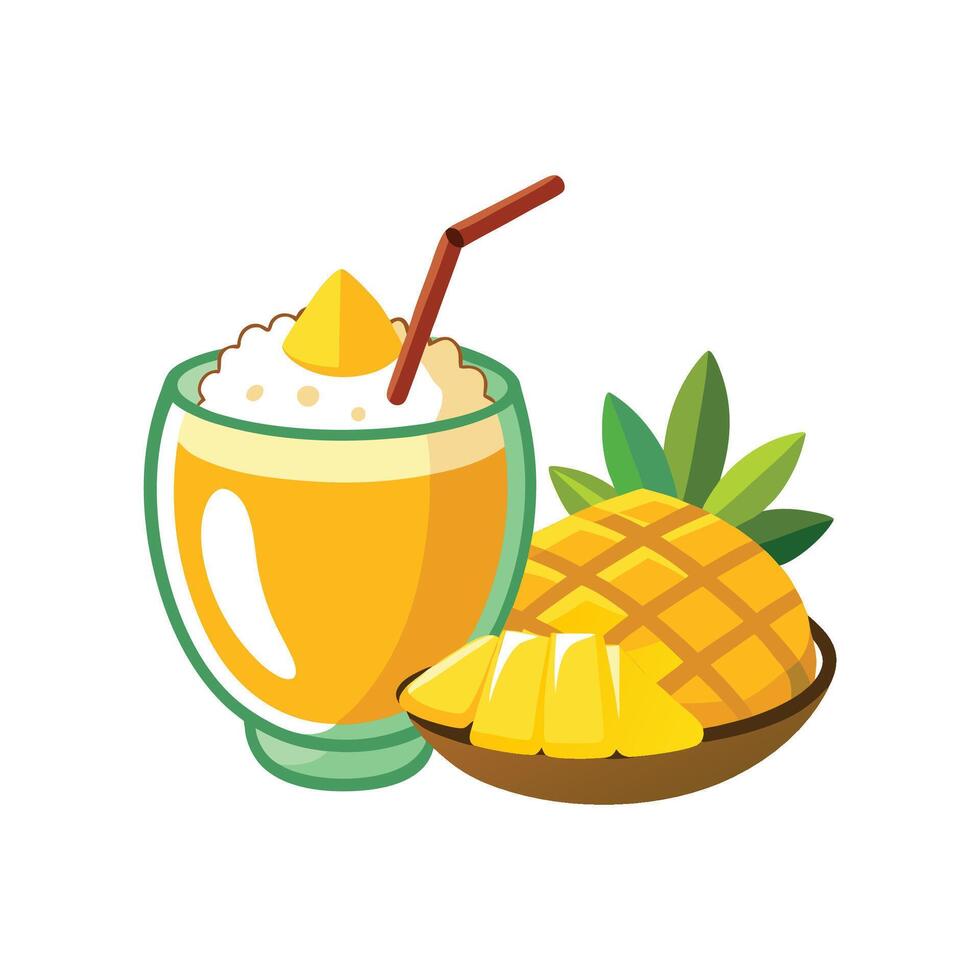 Creamy Mashed Mango Rice Drink for Tasty Refreshment vector