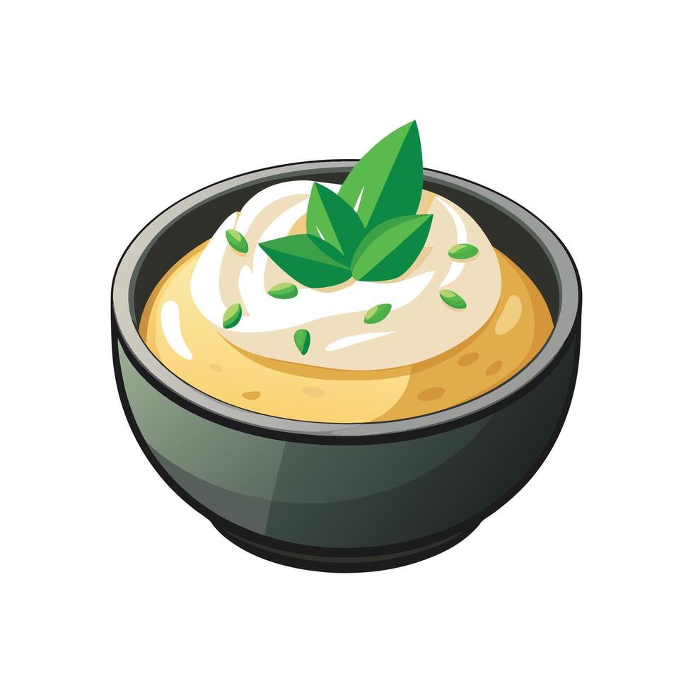 Savory Mashed Tofu with Yogurt for Quick Snacks vector