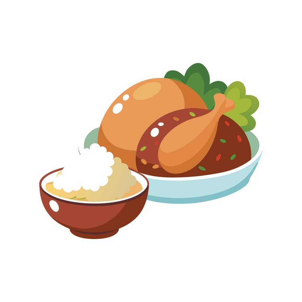 Delicious Mashed Turkey with Brown Rice for Quick Snacks vector