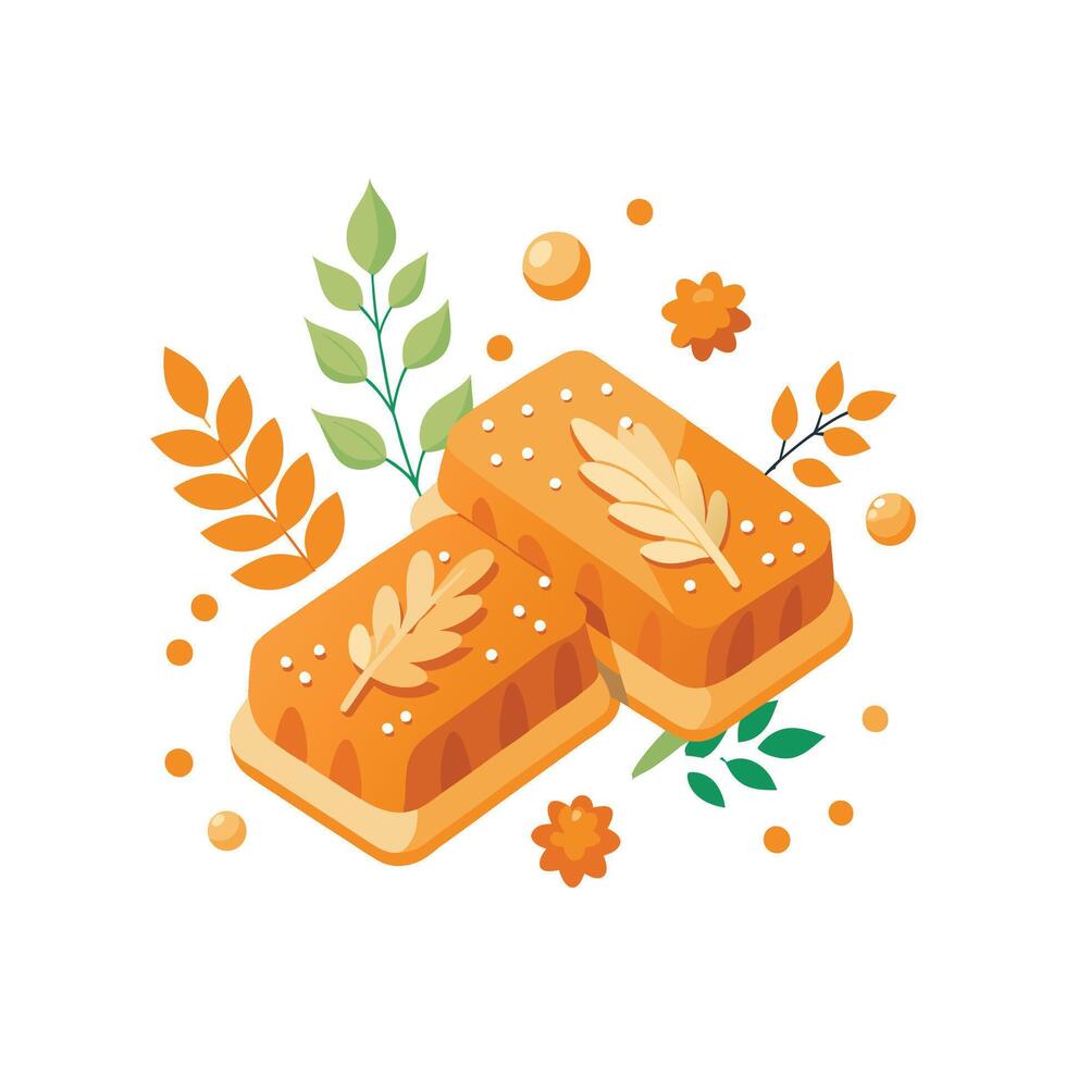 Nutritious Mini Baked Carrot Oat Bars for Snacks vector