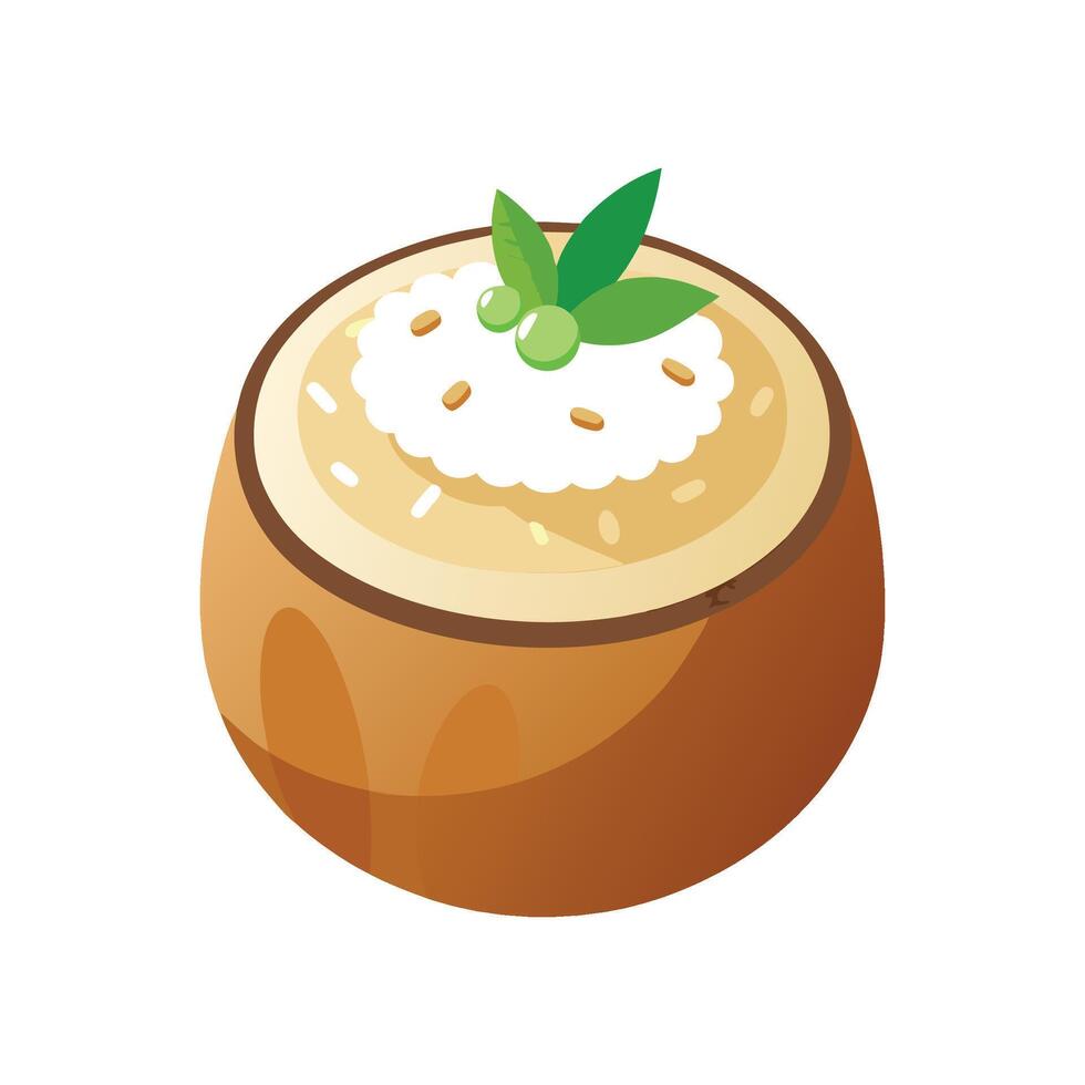 Creamy Mini Coconut Rice Pudding for Nutritious Eating vector