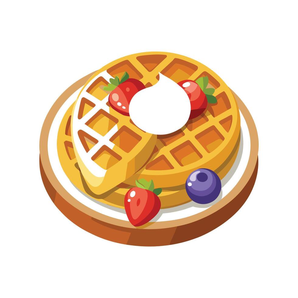 Creamy Mini Whole Wheat Waffles with Yogurt vector